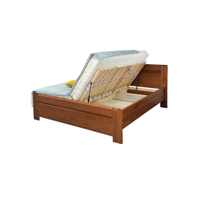 ERNESTA masívna manželská posteľ s výklopnými lamelovými roštami a integrovanými úl. priestormi - odtieň ORECH