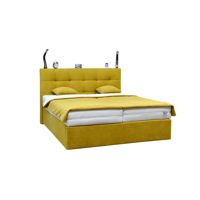 Honore superior boxspringová posteľ s úložným priestorom a lampičkami - látka PW16.